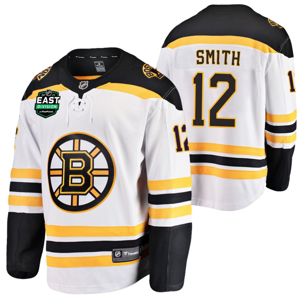 Craig Smith Bruins 2021 East Division Patch Jersey White Away
