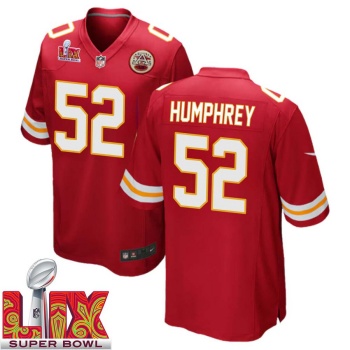 Creed Humphrey No 52 Men Super Bowl LIX Kansas City Chiefs Home Game 2025 Jersey- Replica