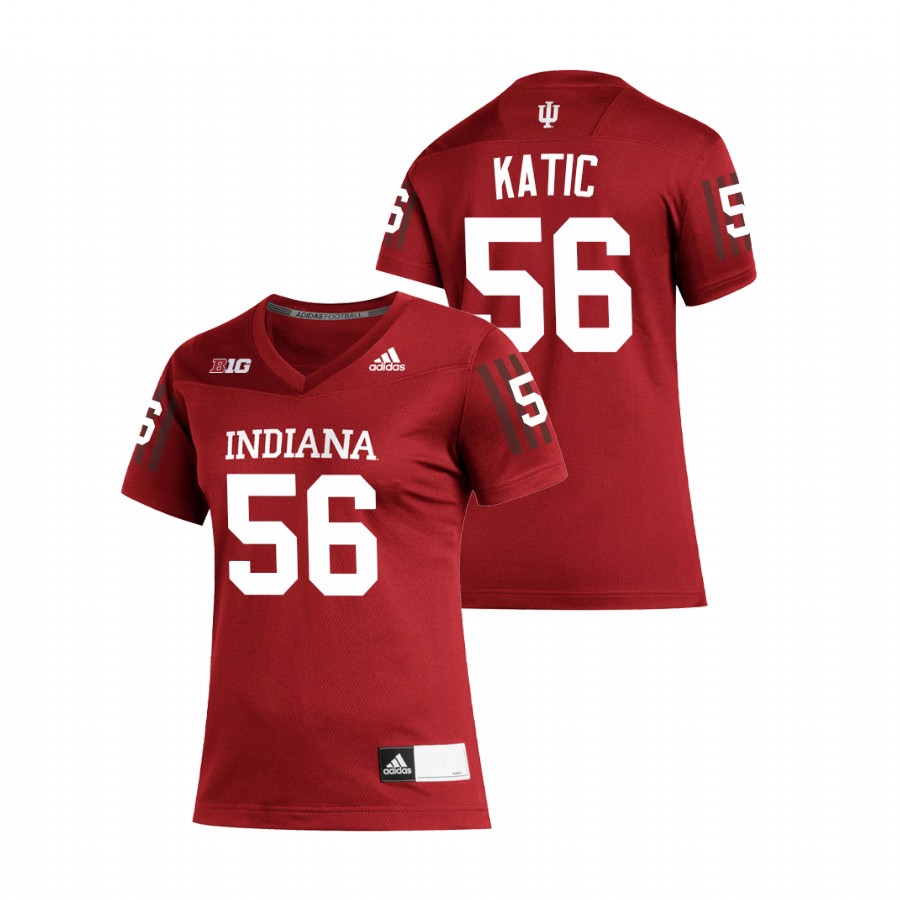 Crimson Women's Indiana Hoosiers Mike Katic Replica Football Jersey