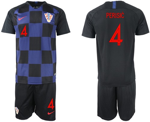 Croatia #4 Perisic Away Soccer Country Jersey