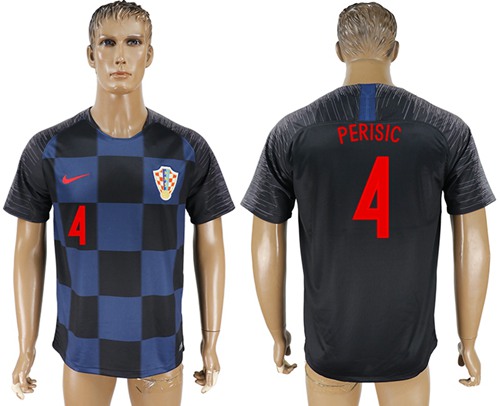 Croatia #4 Perisic Away Soccer Country Jersey