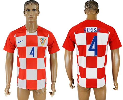 Croatia #4 Perisic Home Soccer Country Jersey