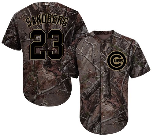 Cubs #23 Ryne Sandberg Camo Realtree Collection Cool Base Stitched Youth Baseball Jersey