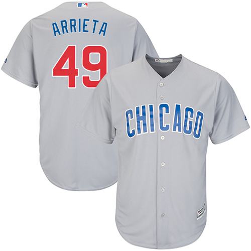 Cubs #49 Jake Arrieta Grey Road Stitched Youth MLB Jersey
