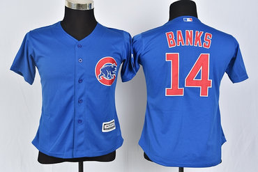 Cubs 14 Ernie Banks Blue Women Cool Base Jersey