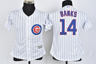 Cubs 14 Ernie Banks White Women Cool Base Jersey