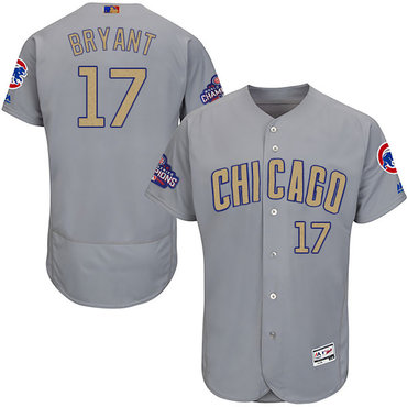 Cubs 17 Kris Bryant World Series Champions Gold Program Flexbase Jersey