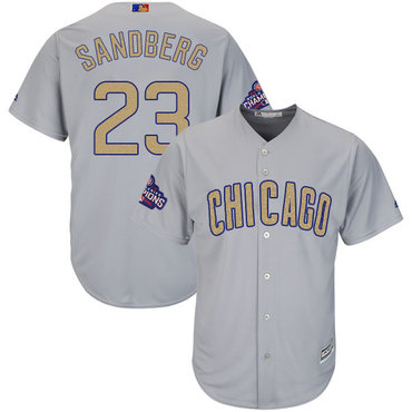 Cubs 23 Ryne Sandberg World Series Champions Gold Program Cool Base Jersey