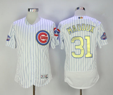 Cubs 31 Greg Maddux White 2017 Gold Program Flexbase Jersey