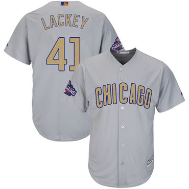 Cubs 41 John Lackey World Series Champions Gold Program Cool Base Jersey