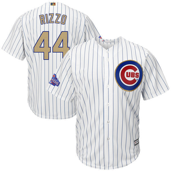 Cubs 44 Anthony Rizzo White Youth World Series Champions Gold Program Cool Base Jersey
