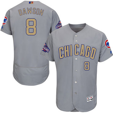 Cubs 8 Andre Dawson World Series Champions Gold Program Flexbase Jersey