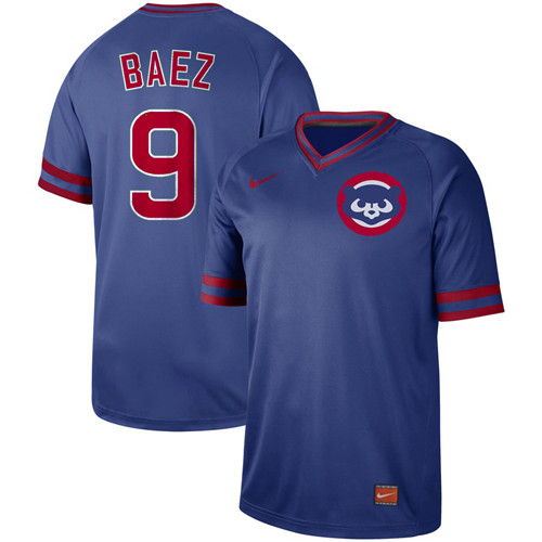 Cubs 9 Javier Baez Blue Throwback Jersey