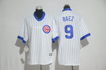 Cubs 9 Javier Baez White Cooperstown Women Cool Base Jersey