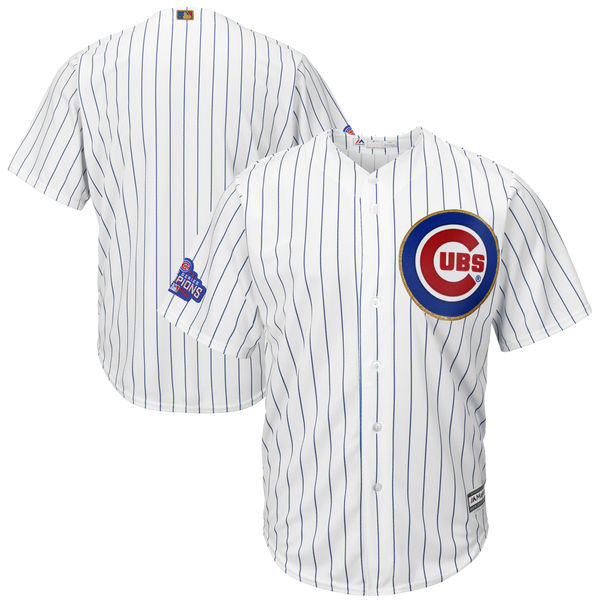 Cubs Blank White Youth World Series Champions Gold Program Cool Base Jersey