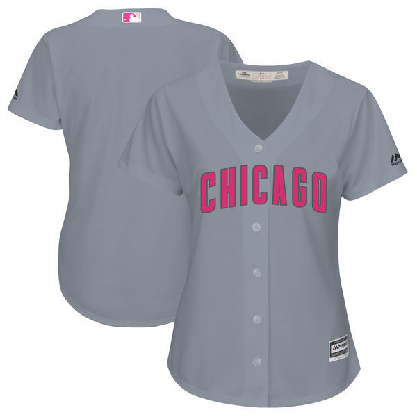 Cubs Blank Women Gray Mother's Day Cool Base Jersey