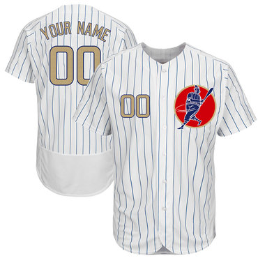 Cubs White Gold Program Men's Customized New Design Jersey