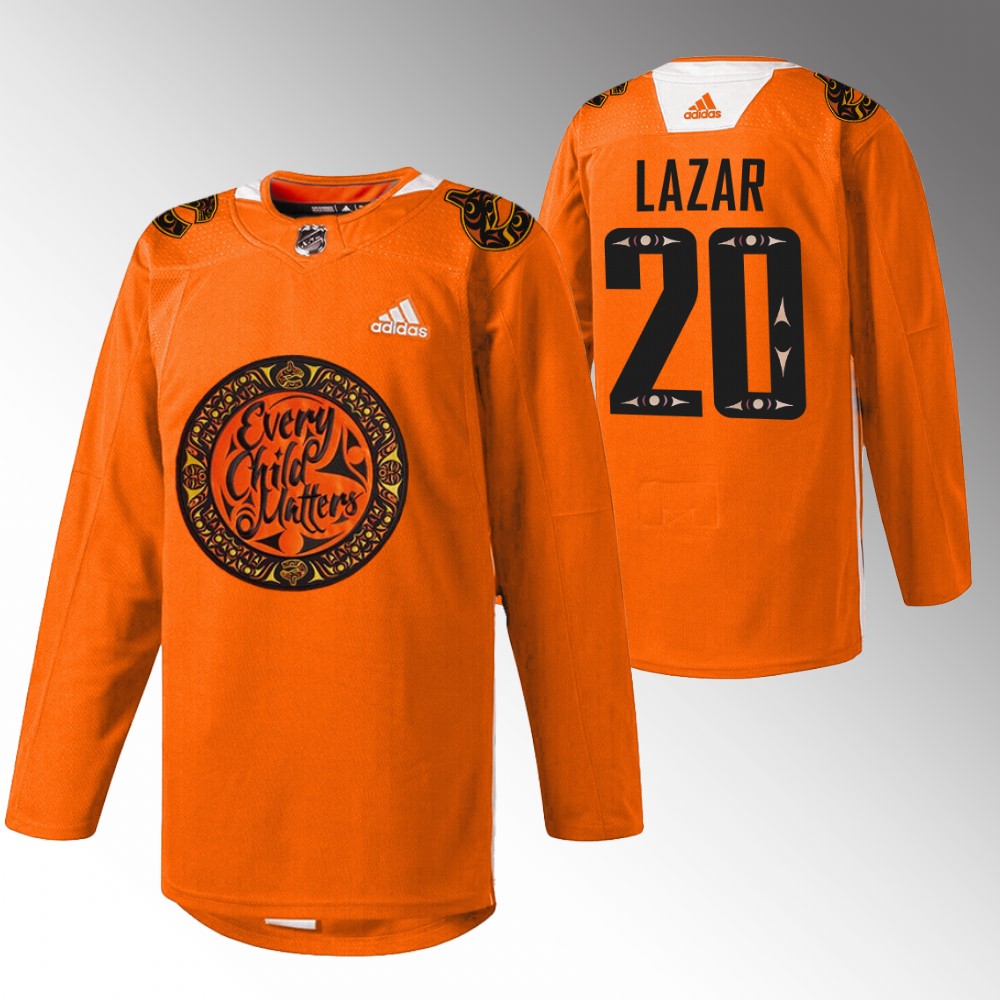 Curtis Lazar Vancouver Canucks National Day for Truth and Reconciliation Orange 2022 Jersey Warmup