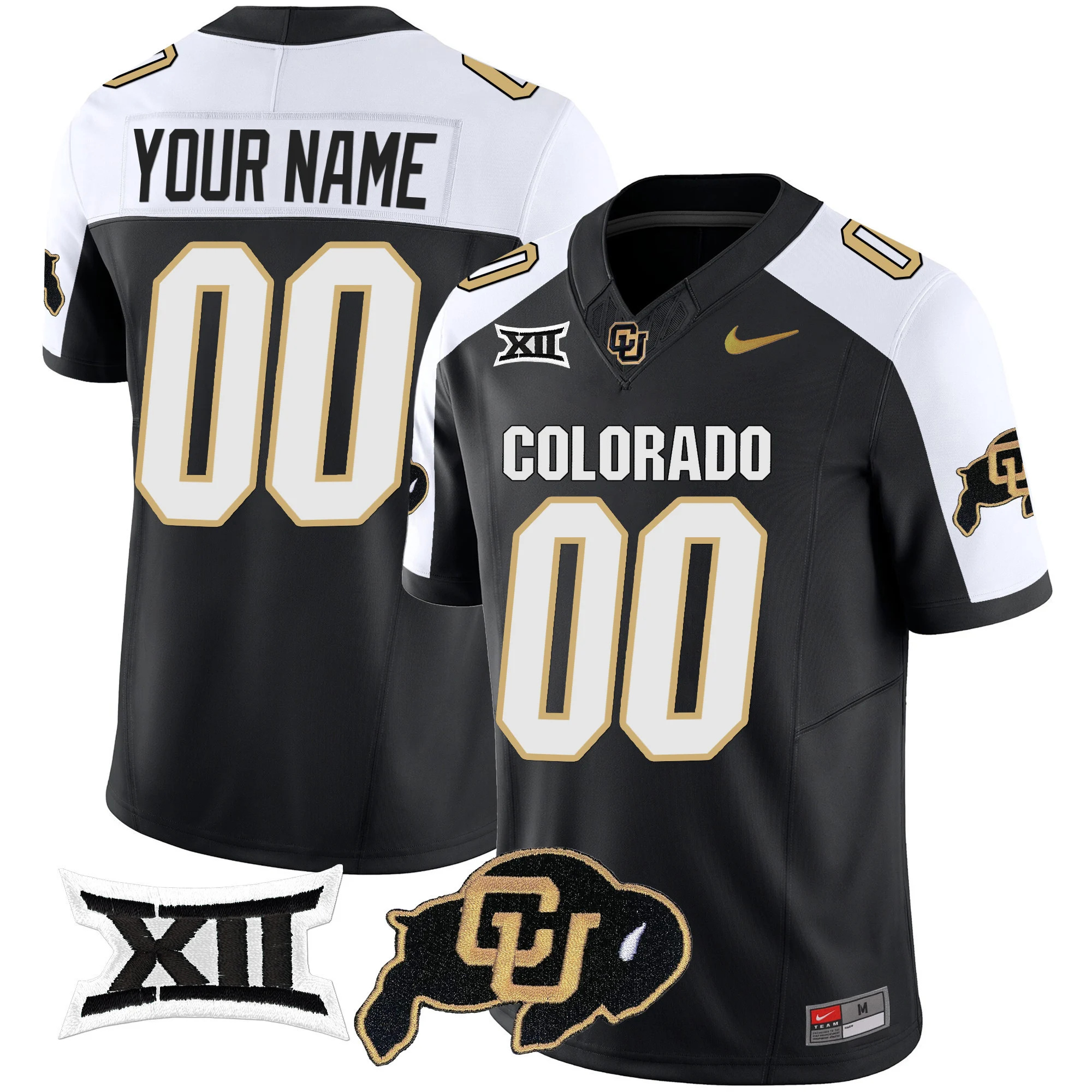 Custom   Colorado Buffaloes Vapor Limited Football Jersey V2 - Big 12 XII Patch - All Stitched ALTERNATE