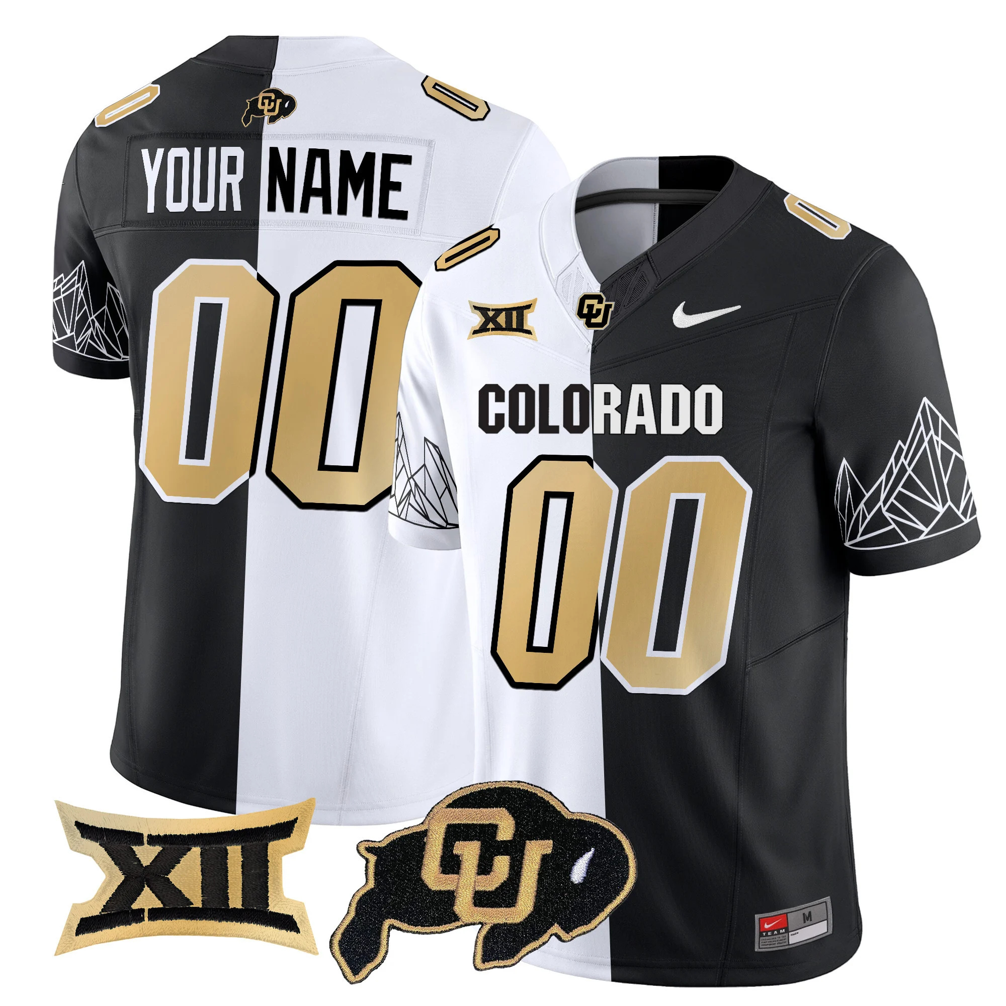 Custom   Colorado Buffaloes Vapor Limited football Jersey V3 Big 12 XII Patch - All Stitched STRIPEOUT