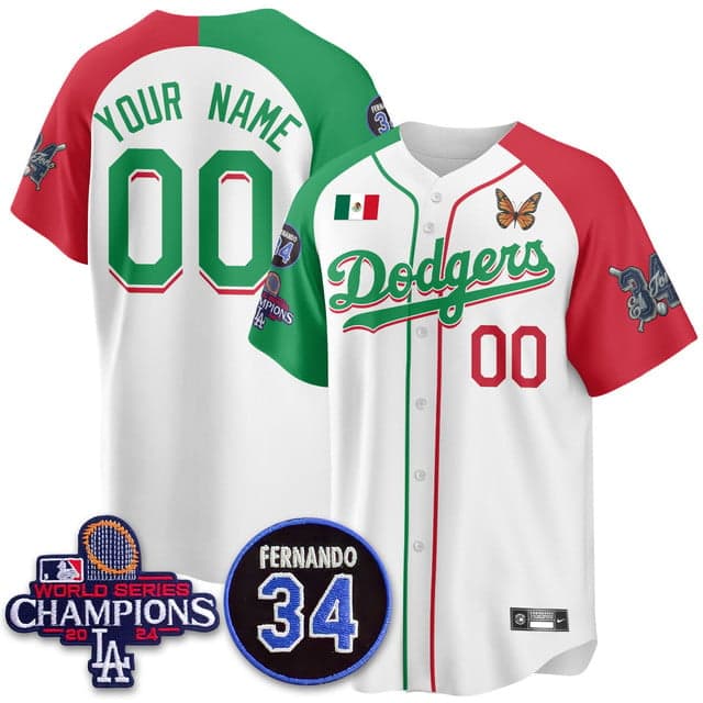 Custom   Los Angeles   Dodgers Mexican For 34 Custom Jersey - All Stitched  Alternate
