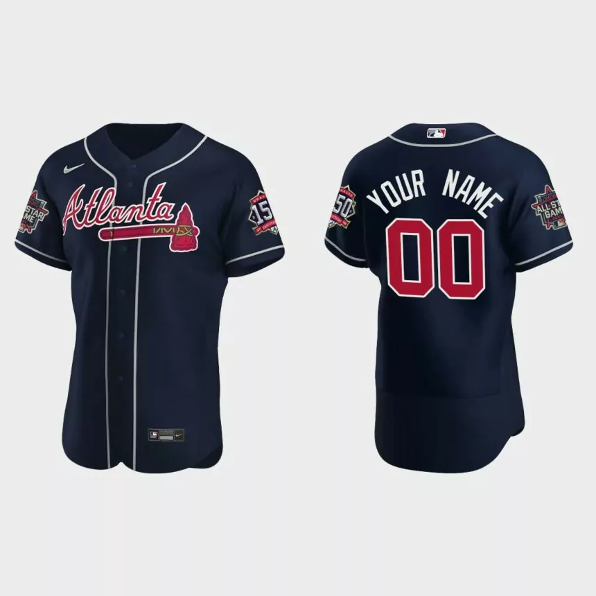 Custom #00 Atlanta Braves Authentic Team 2021 MLB All-Star Jersey – Navy的副本