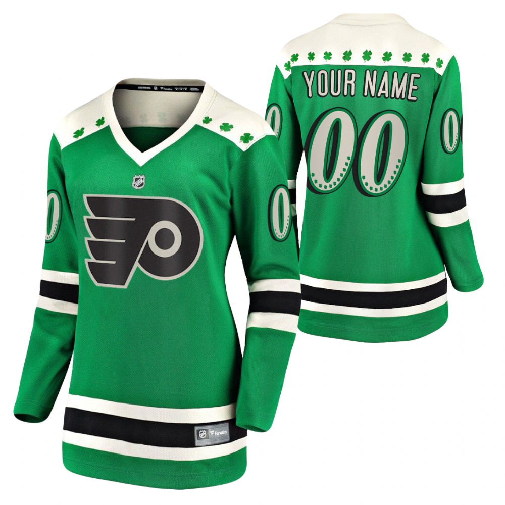 Custom #00 Flyers 2021 St. Patrick's Day Women Jersey Green