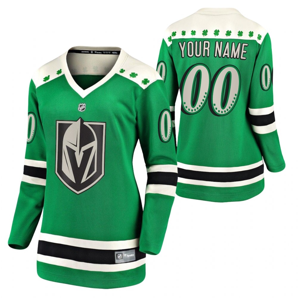 Custom #00 Golden Knights 2021 St. Patrick's Day Women Jersey Green