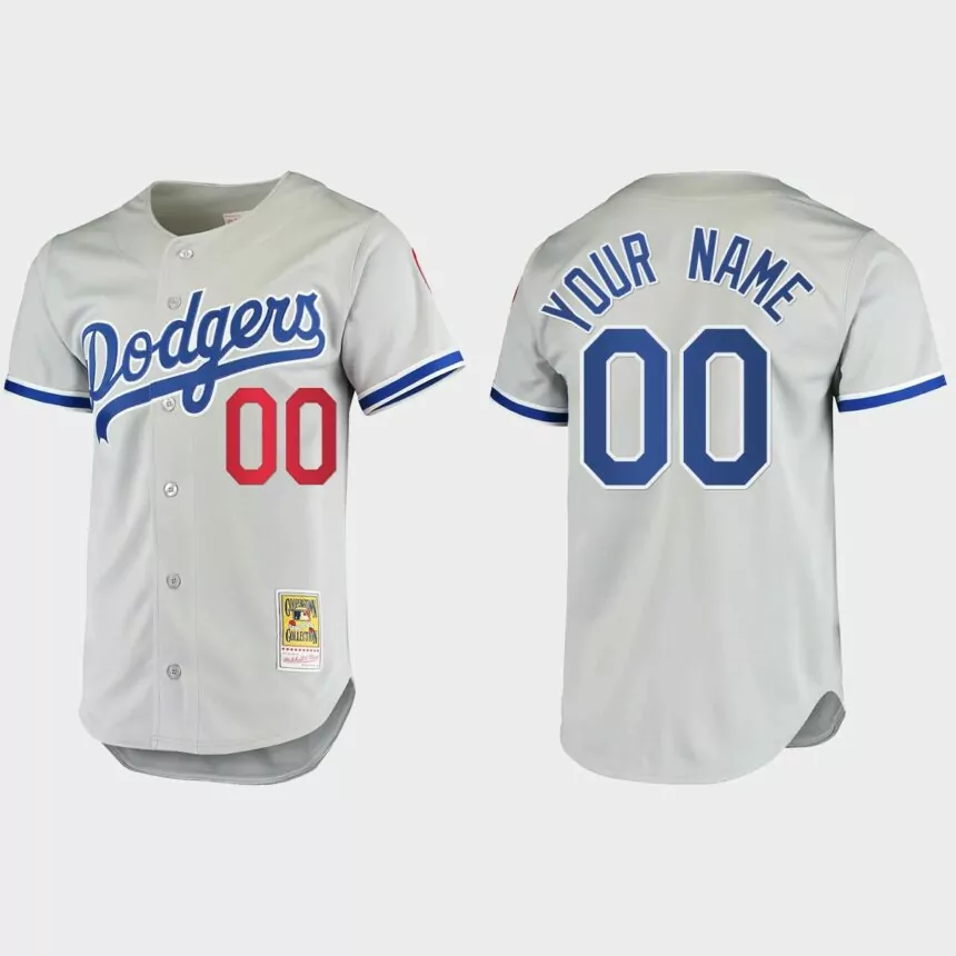 Custom #00 Los Angeles Dodgers Authentic Cooperstown Collection Jersey – Gray