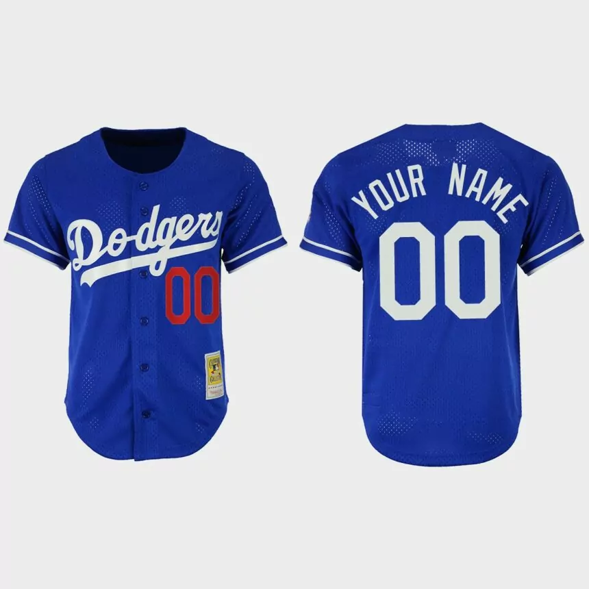 Custom #00 Los Angeles Dodgers Mesh Batting Practice Cooperstown Collection Jersey – Royal