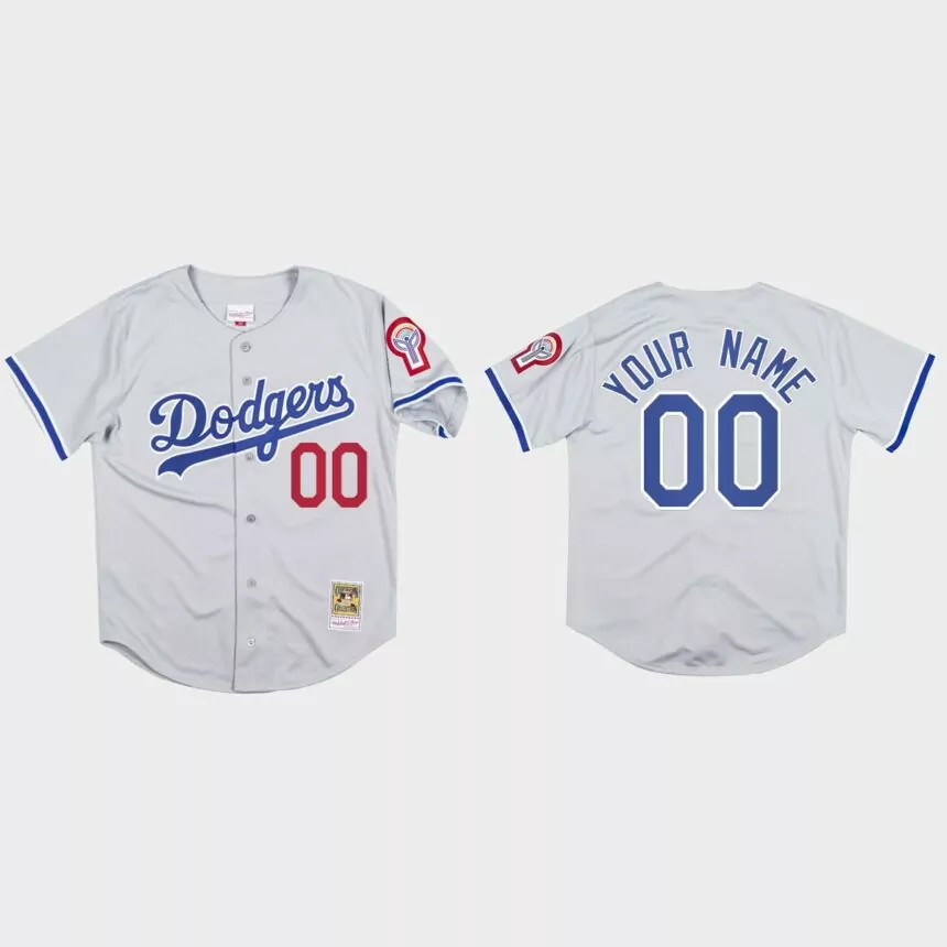 Custom #00 Los Angeles Dodgers Mitchell & Ness 1981 Authentic Jersey – Gray