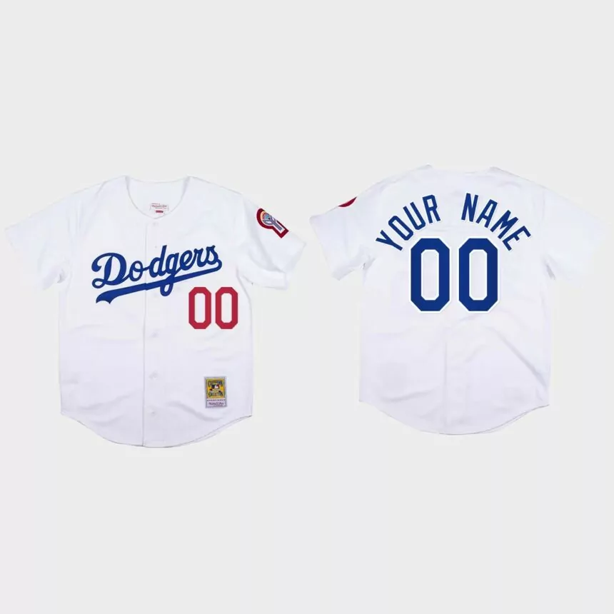 Custom #00 Los Angeles Dodgers Mitchell & Ness 1981 Authentic Jersey – White