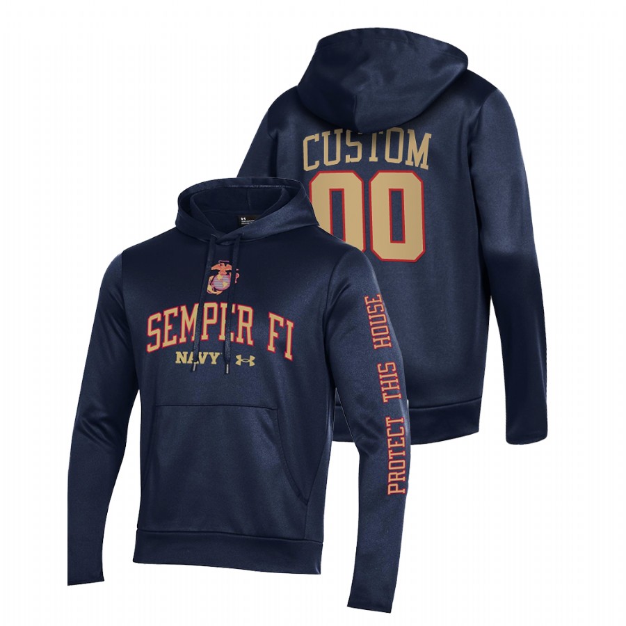 Custom #00 Men's Navy Midshipmen Rivalry Navy USMC 2-Hit Pullover Hoodie