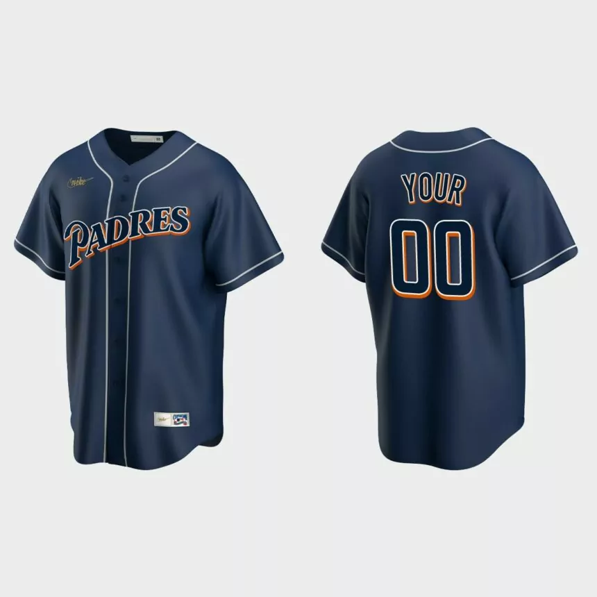 Custom #00 San Diego Padres Cooperstown Collection Jersey – Navy