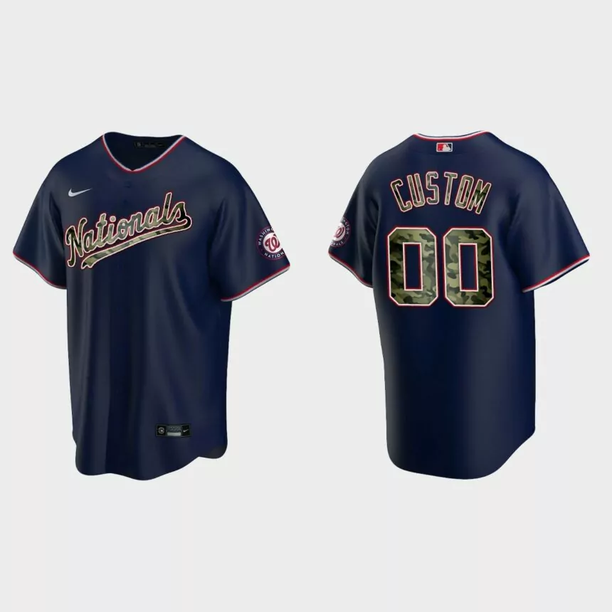 Custom #00 Washington Nationals 2021 Memorial Day Jersey – Navy
