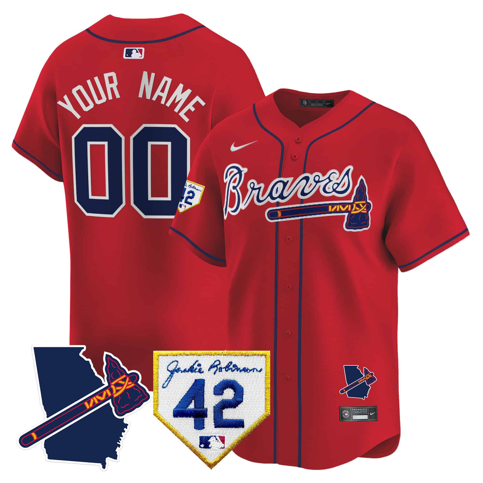 Custom  Atlanta Braves 2024 Robinson & Georgia Patch Vapor Premier Limited Baseball   Jersey – All Stitched  Red