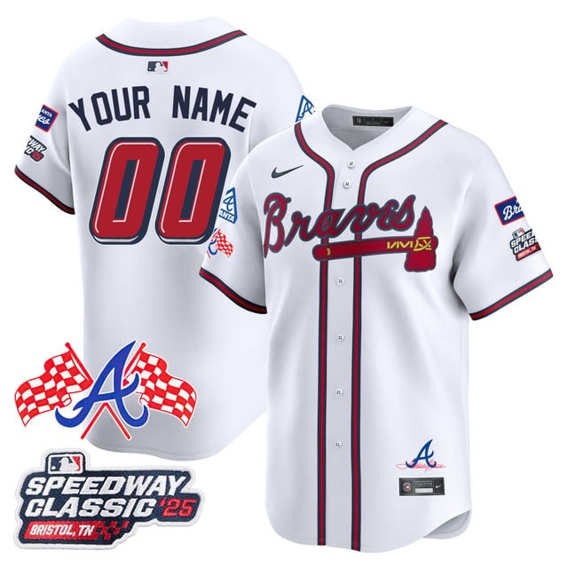 Custom  Atlanta Braves 2025 Speedway Classic Limited   Jersey V1 - All Stitched White