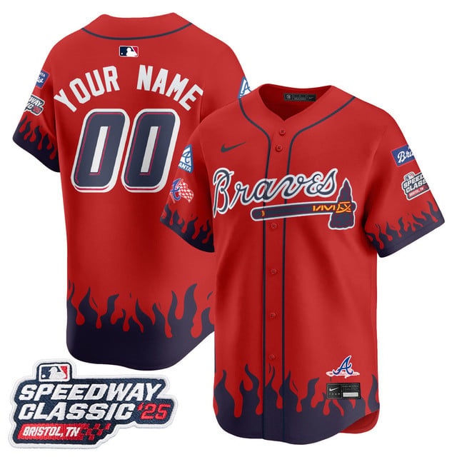 Custom  Atlanta Braves 2025 Speedway Classic Limited  Jersey V2 - All Stitched Red