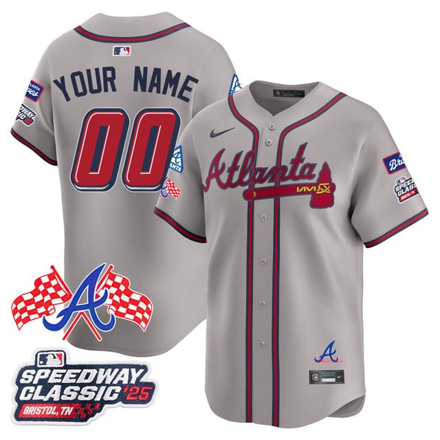 Custom  Atlanta Braves 2025 Speedway Classic Limited Custom Jersey V1 - All Stitched Gray