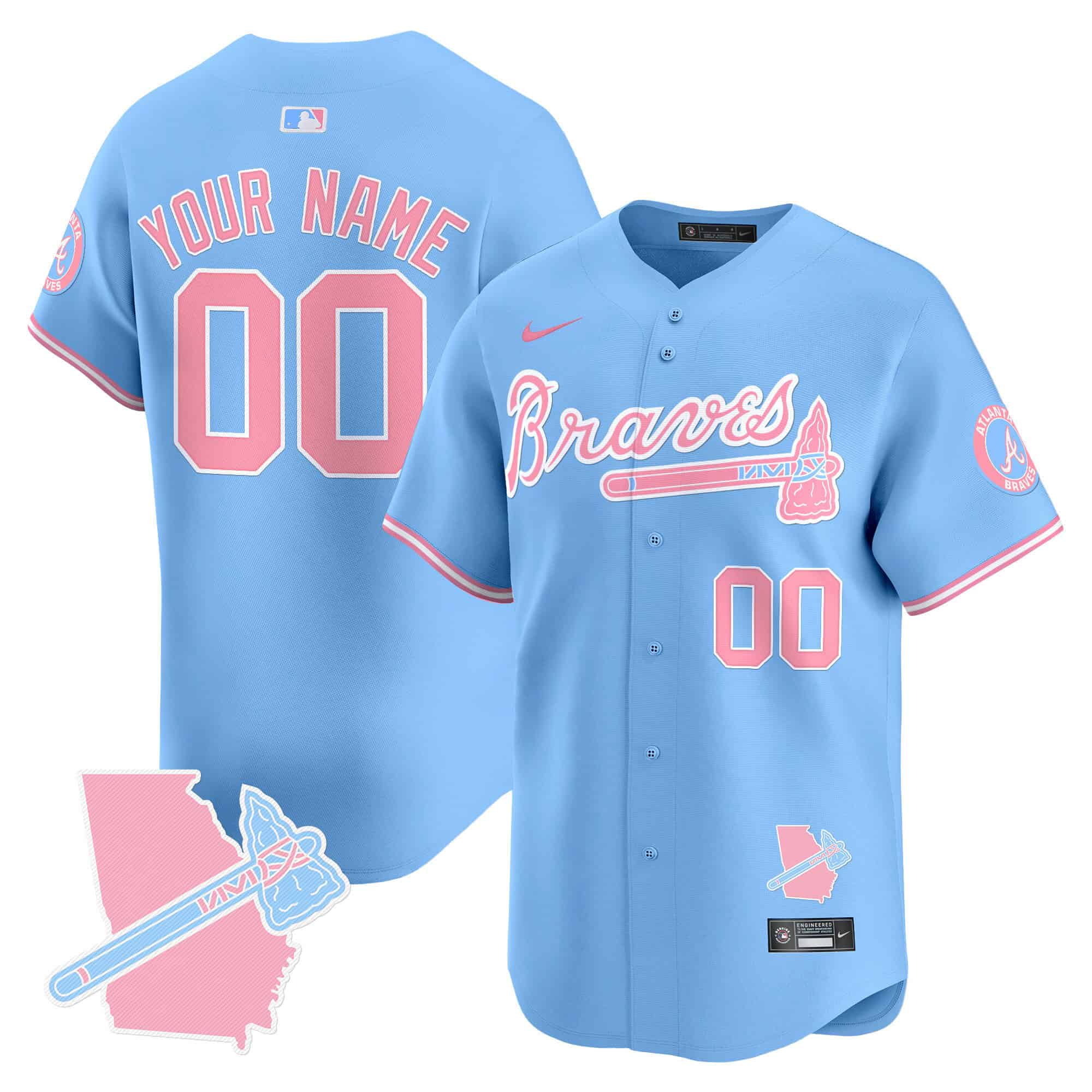 Custom  Atlanta Braves Bubblegum Pink Vapor Premier Limited baseball  Jersey – All Stitched Light Blue