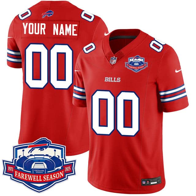 Custom  Buffalo Bills 2025 Custom Jersey All Stitched - Farewell to Highmark Stadium Red