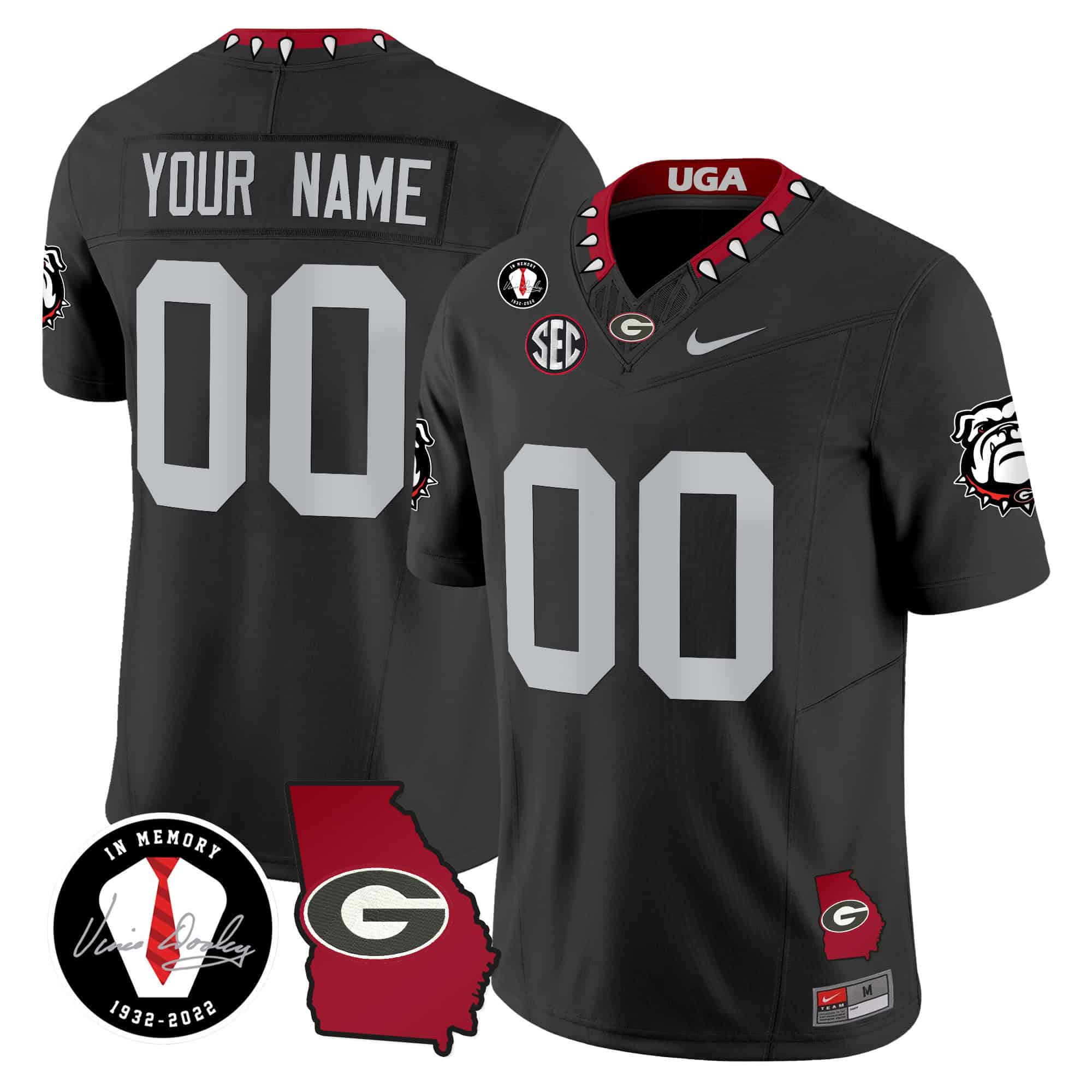 Custom  Georgia Bulldogs 2024 Vapor Football Jersey V5 – Georgia Map – All  Stitched Black