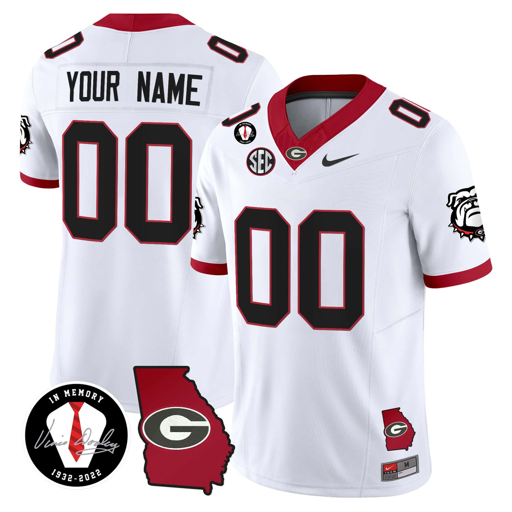 Custom  Georgia Bulldogs 2024 Vapor Football Jersey V5 – Georgia Map – All  Stitched White
