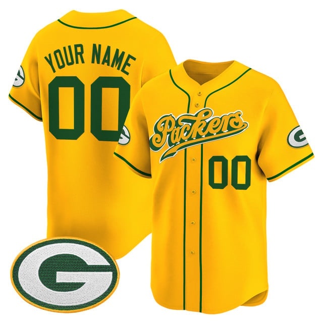 Custom  Green Bay Packers 2025 Vapor Baseball   Jersey V2 - All Stitched Gold