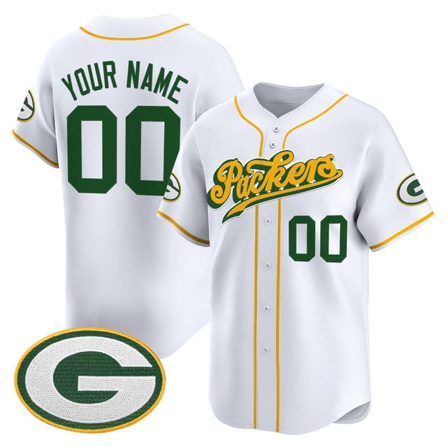 Custom  Green Bay Packers 2025 Vapor Baseball   Jersey V2 - All Stitched White