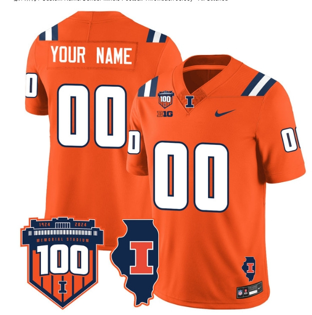 Custom  Illinois Football Throwback Jersey - All Stitched  ORANGE