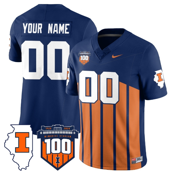 Custom  Illinois Football Throwback Jersey - All Stitched  THROWBACK
