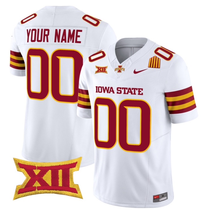 Custom  Iowa State Cyclones 2024 Vapor Limited Football  Jersey - All Stitched   WHITE