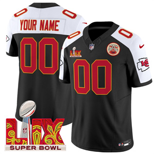 Custom  Kansas City Chiefs Super Bowl LIX Patch Vapor Limited   Jersey - All Stitched  Black Alternate