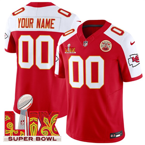 Custom  Kansas City Chiefs Super Bowl LIX Patch Vapor Limited   Jersey - All Stitched  Red Alternate